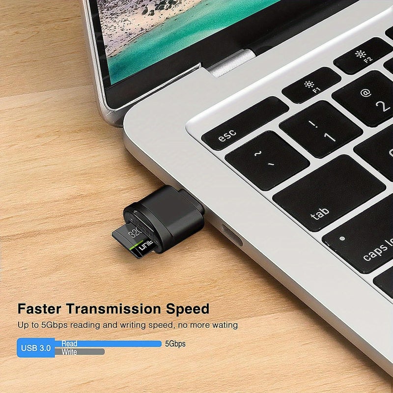 حزمة ثنائية من محول قارئ بطاقات USB C OTG SD TF باللون الأسود لجالاكسي وآيفون وماك بوك وويندوز - Image 5
