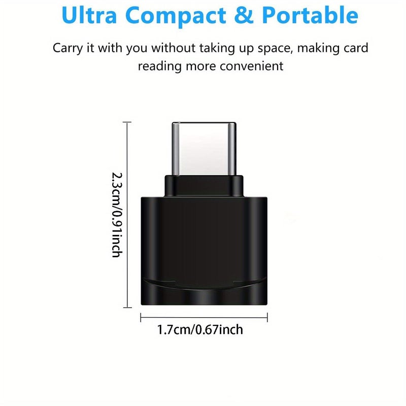 حزمة ثنائية من محول قارئ بطاقات USB C OTG SD TF باللون الأسود لجالاكسي وآيفون وماك بوك وويندوز - Image 2