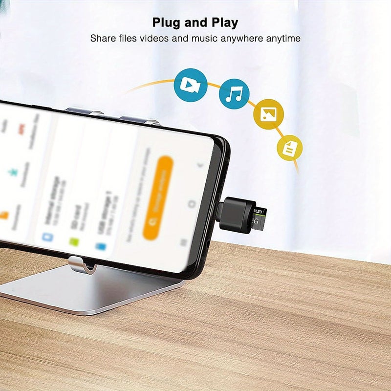 حزمة ثنائية من محول قارئ بطاقات USB C OTG SD TF باللون الأسود لجالاكسي وآيفون وماك بوك وويندوز - Image 3