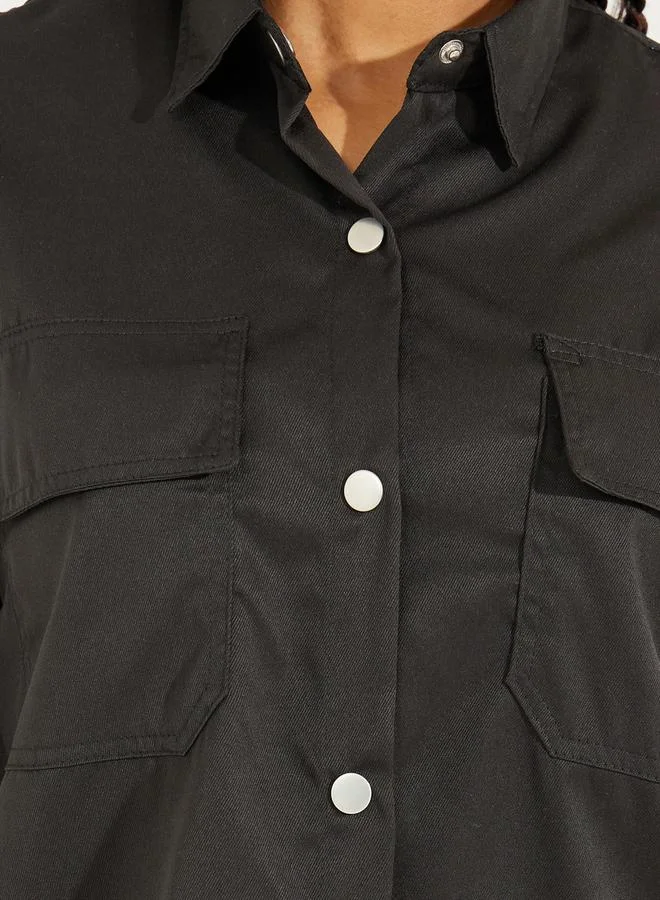 Take Two Basic Oversized Jacket with Flap Pocket