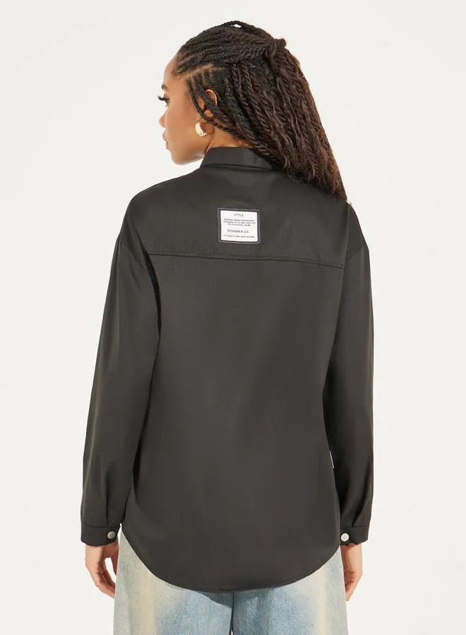 Take Two Basic Oversized Jacket with Flap Pocket