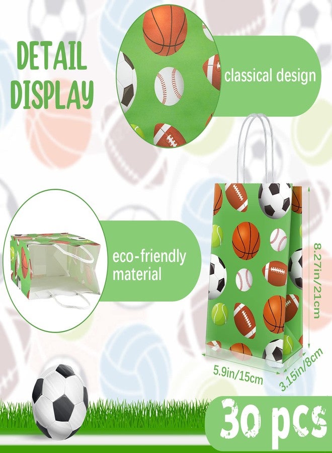 Lewtemi 30 Pcs Sports Party Favors Bags Football Goodie Gift Bag with Handles for Soccer Football Basketball Baseball, Sports Themed Gift Bags for Birthday Baby Shower Parties Supplies Decorations - Image 2