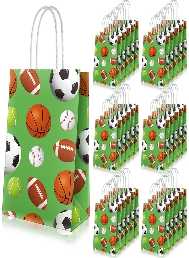 Lewtemi 30 Pcs Sports Party Favors Bags Football Goodie Gift Bag with Handles for Soccer Football Basketball Baseball, Sports Themed Gift Bags for Birthday Baby Shower Parties Supplies Decorations - Image 1