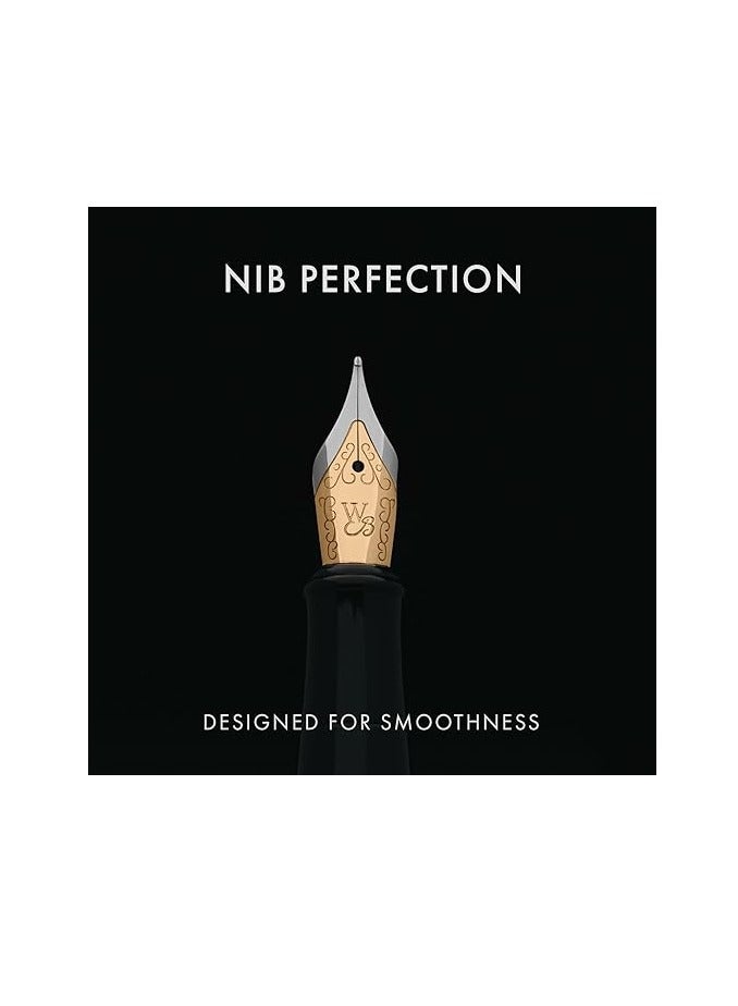 Wordsworth & Black Wordsworth & Black Fountain Pen Set, 18K Gilded Medium Nib, Includes 24 Pack Ink Cartridges, Ink Refill Converter & Gift Pouch, Gold Finish, Calligraphy, [Imperial Blue], Perfect for Men & Women  - Image 4