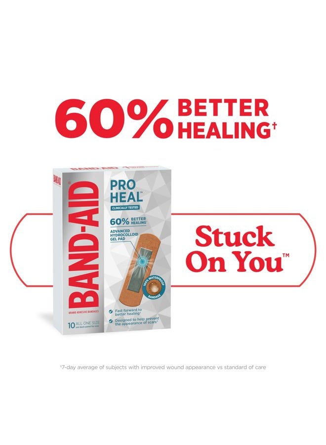 Band-Aid لصقات شفاء برو العلامة التجارية مع وسادة هيدروكوليد جل، لصقات مائية مختبرة سريرياً، شفاء أفضل للجروح الطفيفة، لصقات إسعافات أولية معقمة، جميعها بحجم واحد، 10 قطع - Image 3