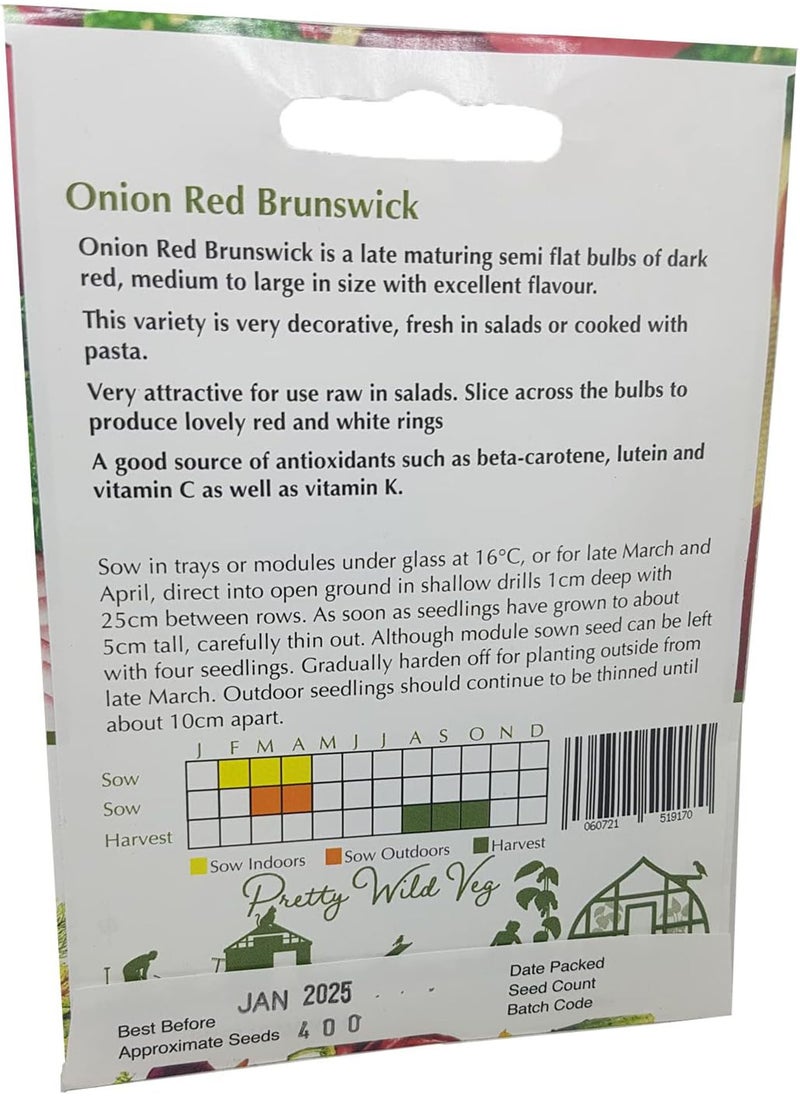 GGOOT Onion Red Brunswick Seeds Vegetable Fruit Seeds Veg Seeds Cabbage Carrot Sweetcorn Tomato Strawberry (Onion Red Brunswick)  - Image 2