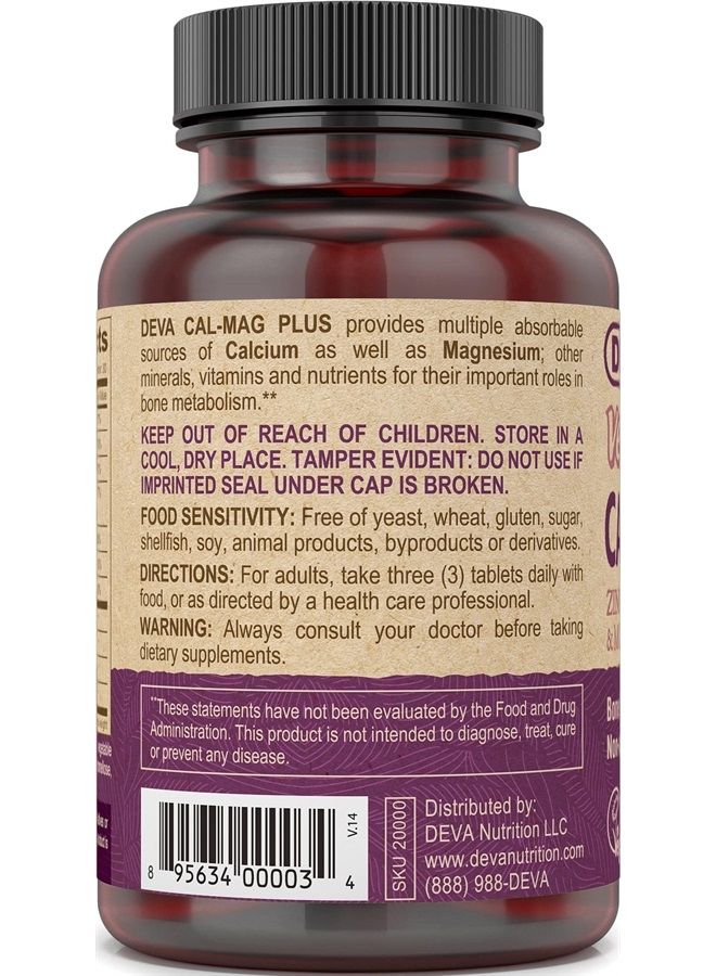 Deva Vegan Vitamins Cal-Mag Plus Tablet, 90 Count - Image 4