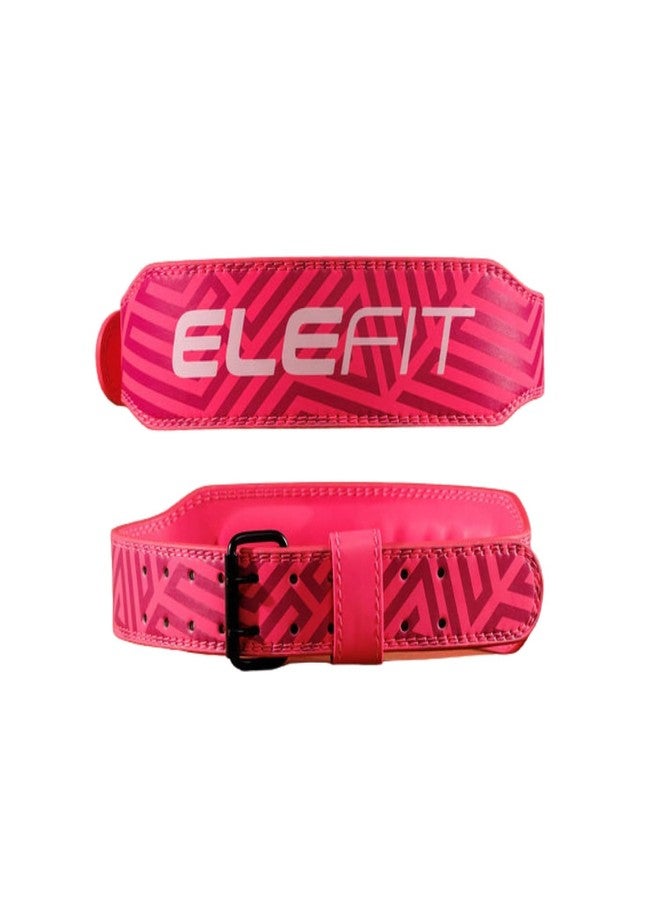 EleFit Weight Lifting Belt for Men & Women, 4 Inch Gym Support Belt with Metal Buckle, Padded Strength Training Belt for Squats, Deadlifts & Powerlifting (Pink, L) - Image 1