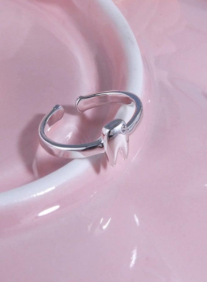 Helen de Lete Simple Geometric Pattern Lost Teeth 925 Sterling Silver Open Ring for Women - Image 2