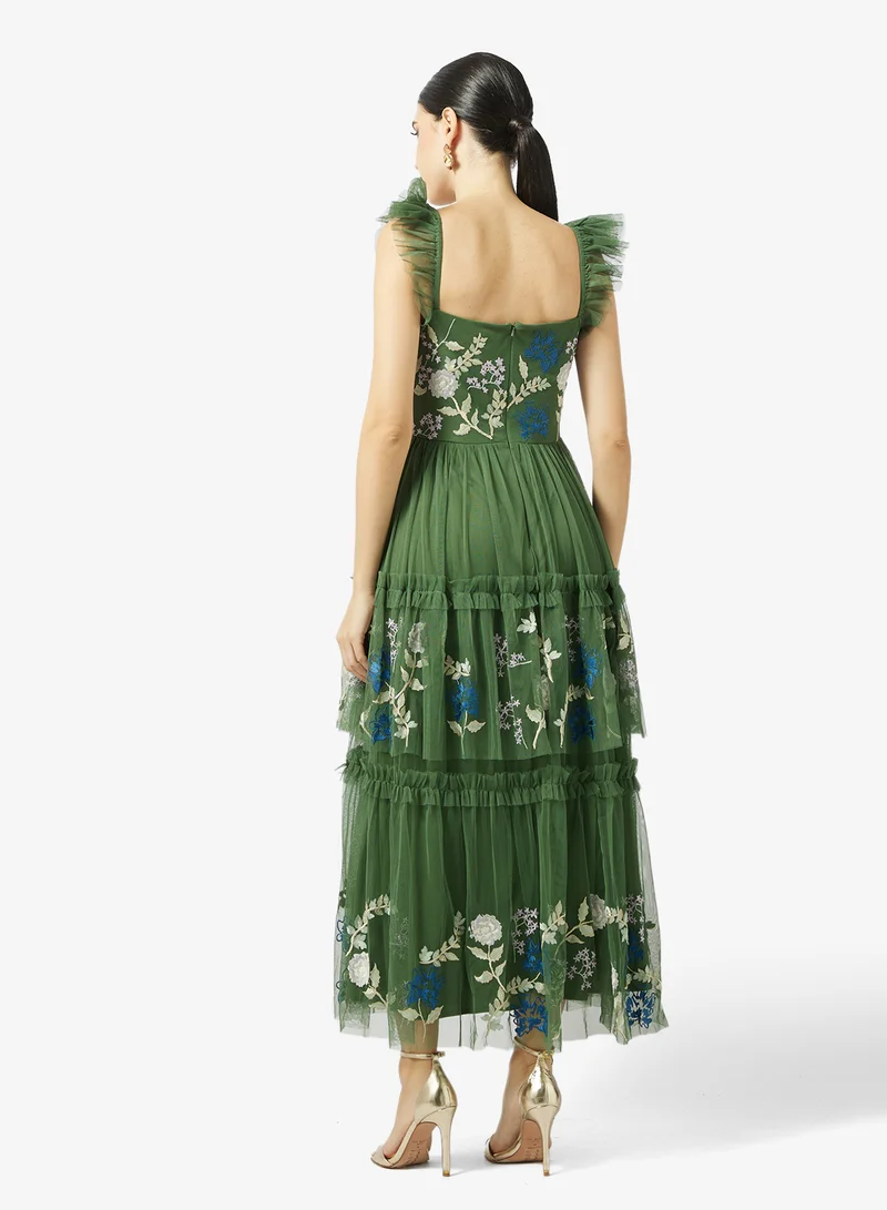 مايا فستان طبقات بنقشة الزهور