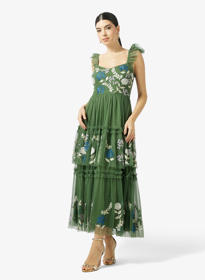 مايا فستان طبقات بنقشة الزهور - Image 1
