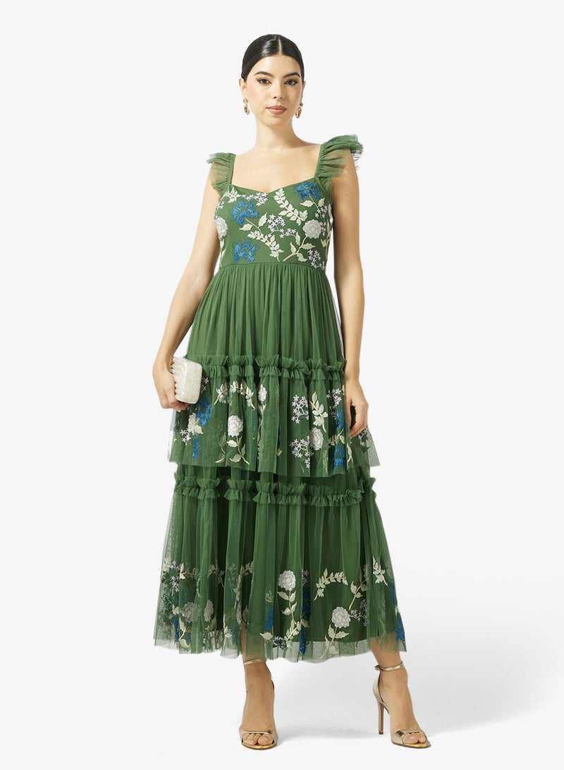 مايا فستان طبقات بنقشة الزهور - Image 4