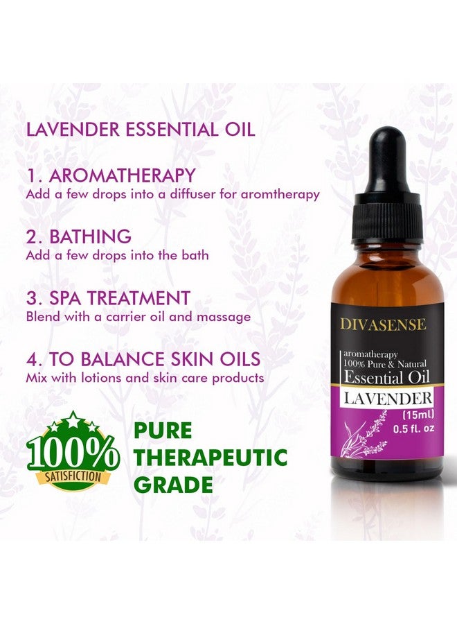 DIVASENSE Promotes Clear Skin, Healthy Hair Calming & Soothing Care for Face, Scalp and Body Lavender Essential Oil, 15ml - Image 2