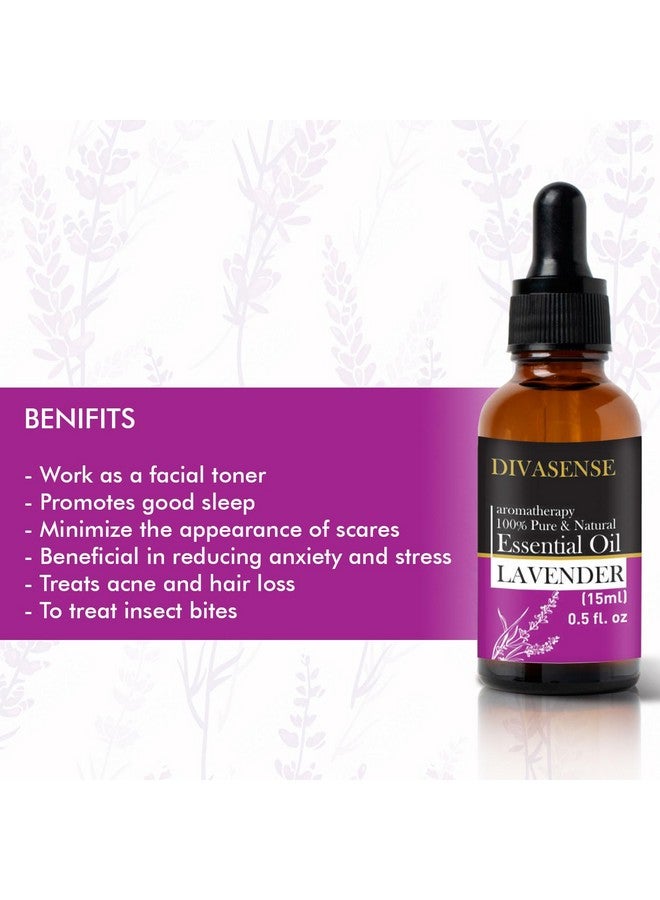 DIVASENSE Promotes Clear Skin, Healthy Hair Calming & Soothing Care for Face, Scalp and Body Lavender Essential Oil, 15ml - Image 3