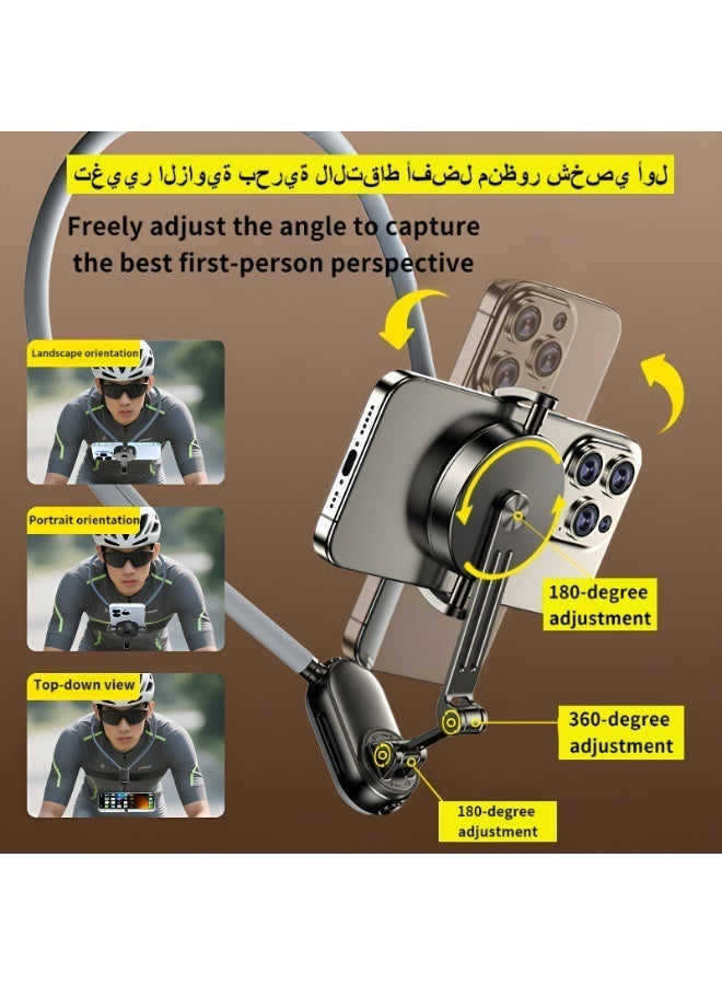 Neck-mounted phone holder with magnetic and clip-on dual fixation, designed for shake-free Vlog/sports first-person perspective shooting - Image 3