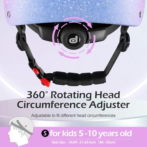 Odoland Kids Bike Helmet, Boys and Girls Sparkling Bicycle Helmet, Suggested Fit 48-55cm, Multi-Sports Adjustable for Skating, Cycling, Skateboard Helmet,Sparkly Rainbow Gradient - Image 2