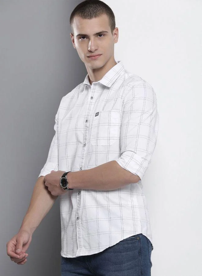 ذا انديان كراج كو Men Regular Fit Checkered Full Sleeves Cutaway Collar Casual Shirt