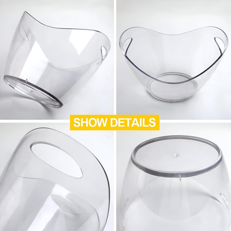 Plastic Ice Bucket - Oval-Shaped Drink Cooler with Transparent Handles for Party Beverage Storage and Kitchen Organization (1PCS) - Image 3