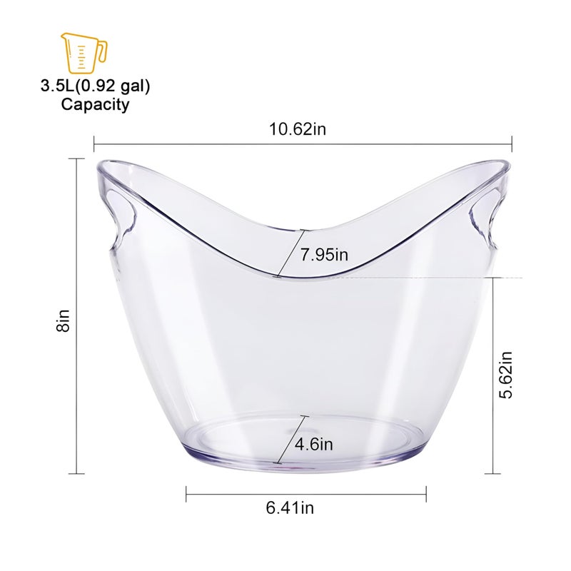 Plastic Ice Bucket - Oval-Shaped Drink Cooler with Transparent Handles for Party Beverage Storage and Kitchen Organization (1PCS) - Image 2