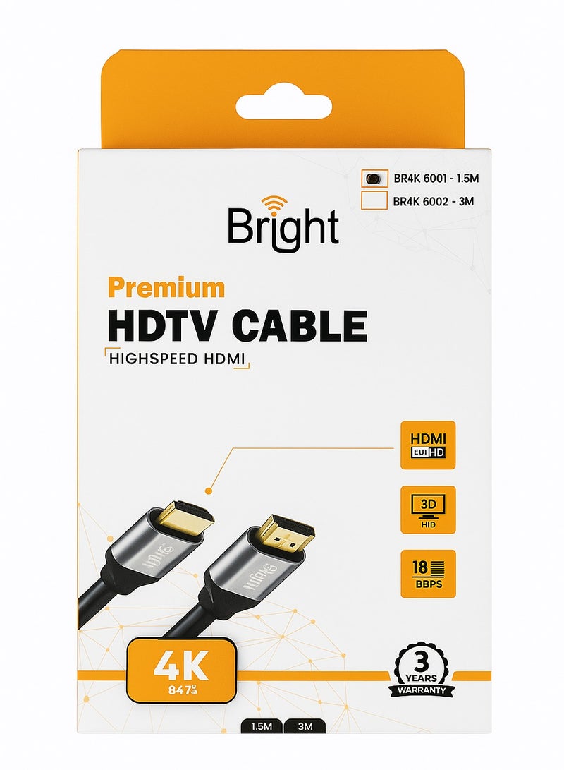كابل HDMI فائق السرعة 4K بطول 1.5 متر