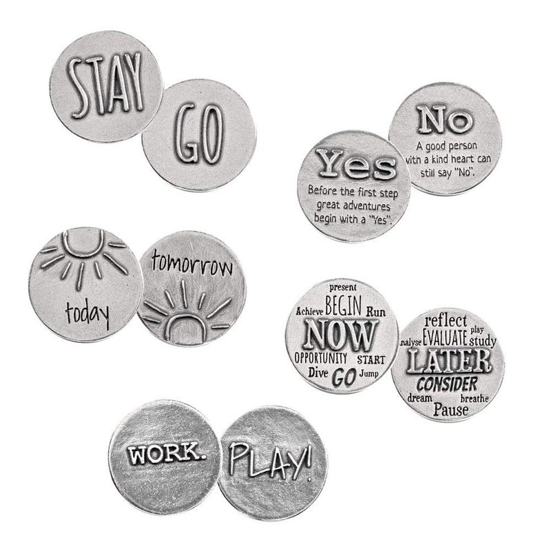 DANFORTH Pewter Bag of Decisions Pocket Tokens Pack of 5 LeadFree Choice Coins for Games Gifts Fun Conversation Starters Made in USA - Image 2
