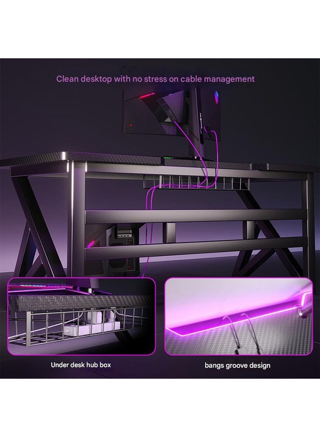 NKX Ergonomic Gaming Desk with Headphone Hook, Computer Table Black 160 CM - Image 4