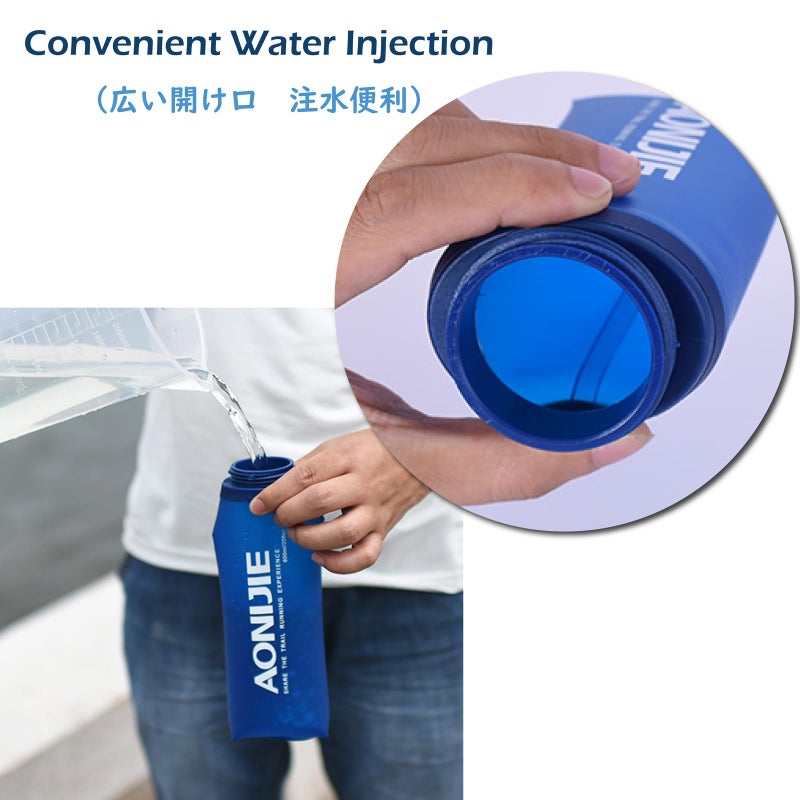 TRIWONDER زجاجات ماء قابلة للطي من TRIWONDER TPU ناعمة خالية من BPA - زجاجة قابلة للطي لحزمة الترطيب - مثالية للجري والمشي وركوب الدراجات والتسلق (350 مل / 11.83 أونصة - عبوة من 2) - Image 4
