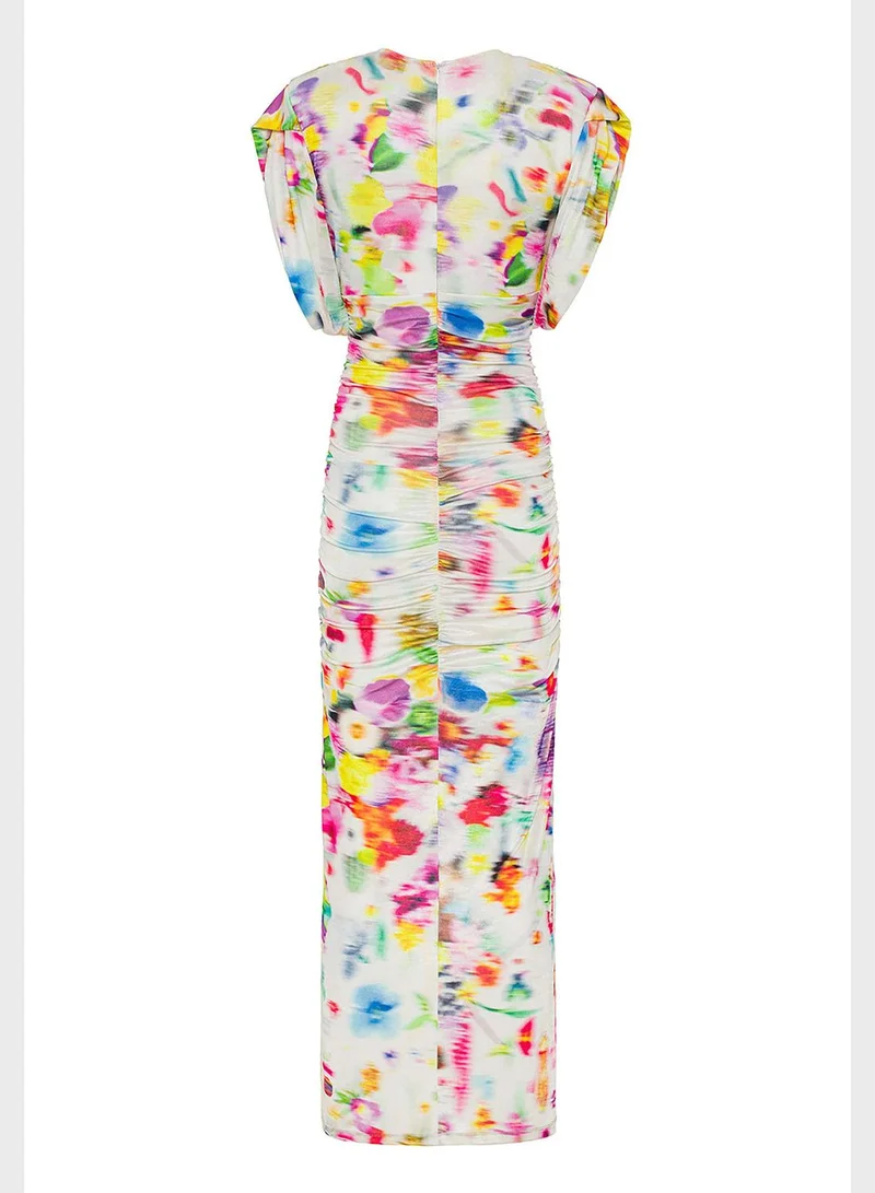 Nocturne Floral Ruched Midi Dress
