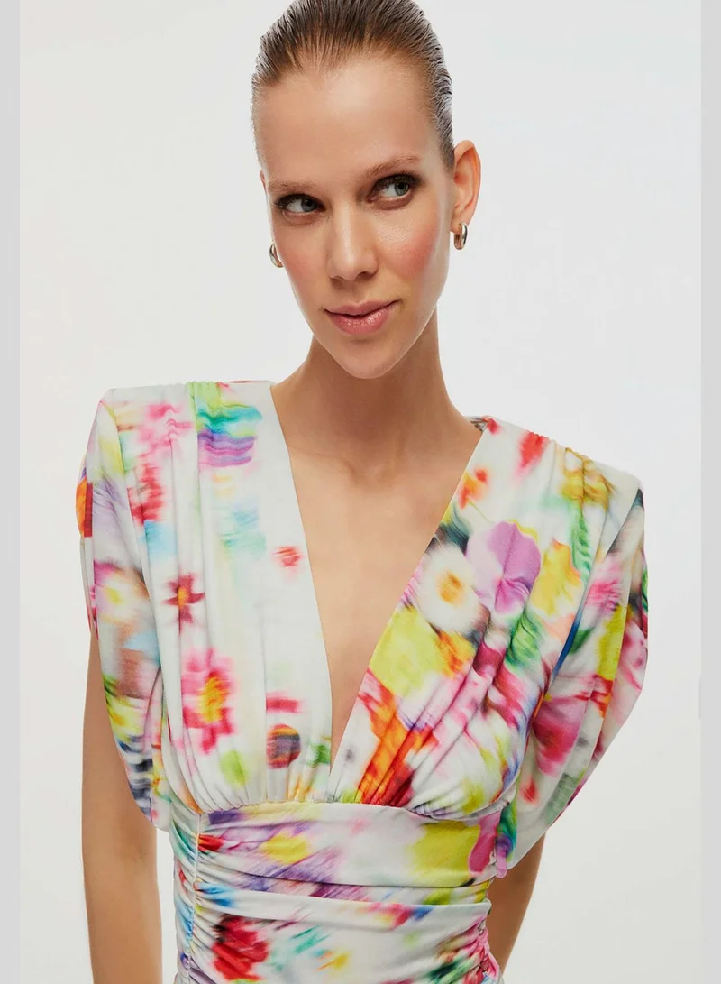 Nocturne Floral Ruched Midi Dress