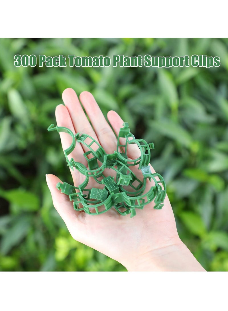 Garden Plant Clip, 300 Pieces Vegetable Plant Root Stem Fixing Clips Plastic Tied Rattan Tools Planting Gardening Accessories for Farmer, Gardener, Home Garden (Green)
