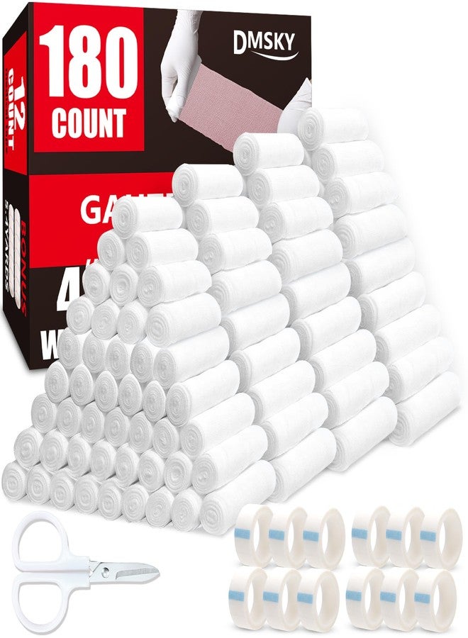 DMSKY 180 Pack Gauze Rolls, 4 in x 4.1 Yards, Individually Wrapped Breathable Rolled Gauze, Premium Bandage Wrap Rolled Gauzes, Mummy Wraps - Image 1