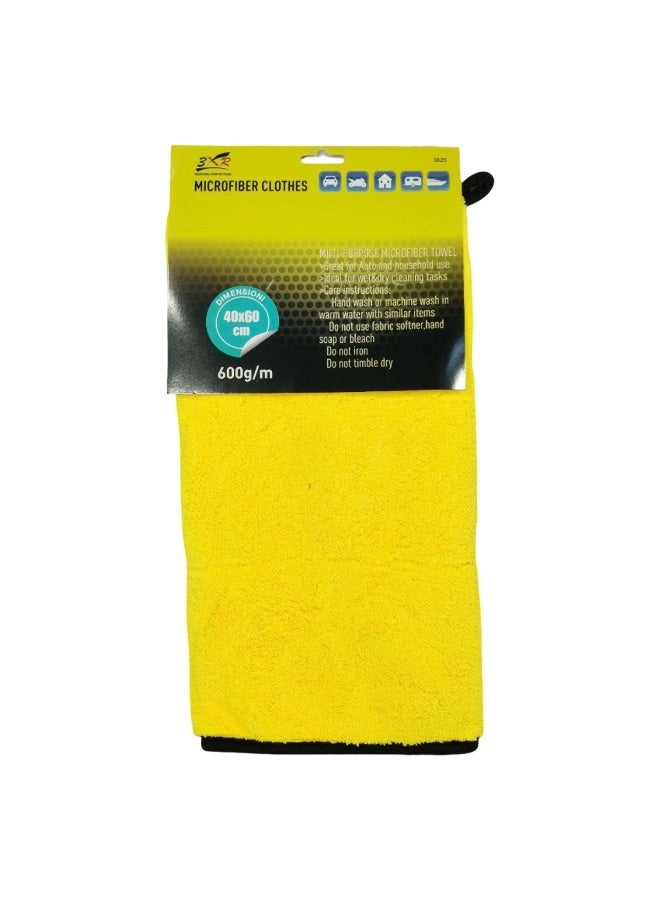 3 اكس ار منشفة تنظيف فاخرة من الألياف الدقيقة 3XR مقاس 40×60 سم - قماش تجفيف سيارات فائق النعومة، أصفر ورمادي، مزدوج الجوانب، 600 جرام/م2 من الصوف المرجاني عالي الامتصاص لغسيل السيارات والتلميع والتنظيف التفصيلي وتنظيف المنزل - Image 2