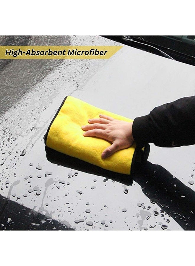 3 اكس ار منشفة تنظيف فاخرة من الألياف الدقيقة 3XR مقاس 40×60 سم - قماش تجفيف سيارات فائق النعومة، أصفر ورمادي، مزدوج الجوانب، 600 جرام/م2 من الصوف المرجاني عالي الامتصاص لغسيل السيارات والتلميع والتنظيف التفصيلي وتنظيف المنزل - Image 4