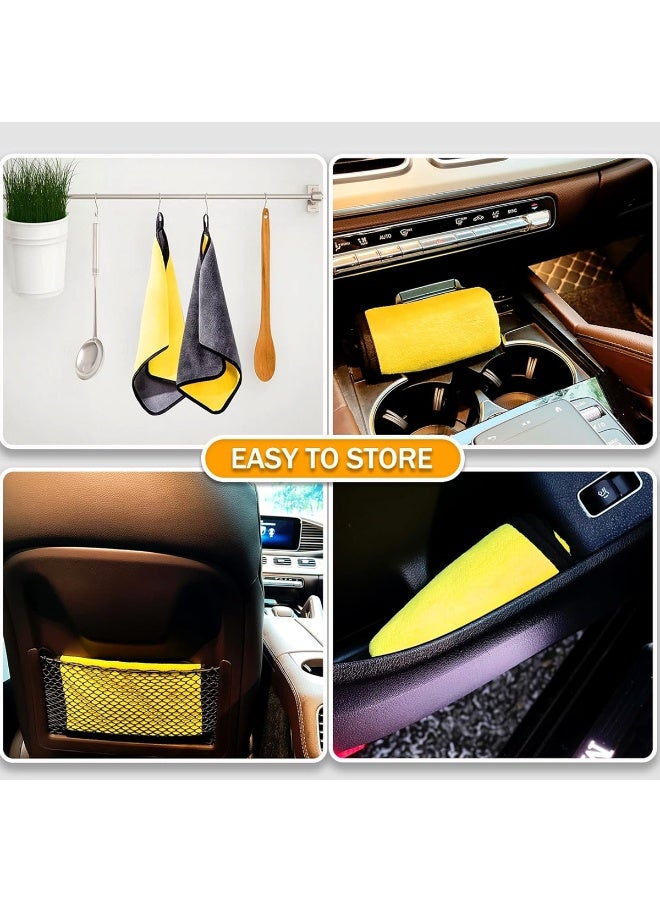 3 اكس ار منشفة تنظيف فاخرة من الألياف الدقيقة 3XR مقاس 40×60 سم - قماش تجفيف سيارات فائق النعومة، أصفر ورمادي، مزدوج الجوانب، 600 جرام/م2 من الصوف المرجاني عالي الامتصاص لغسيل السيارات والتلميع والتنظيف التفصيلي وتنظيف المنزل - Image 5