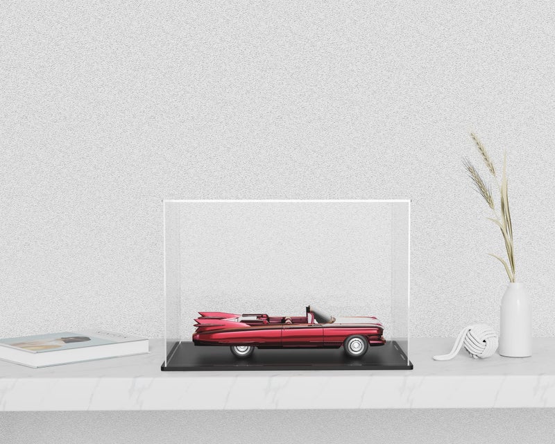 CRMPro Clear Acrylic Display Case with Matte Black Base, Simple Self-Assembly Dust-Proof Showcase, Countertop Display Box for 1:24 Diecasting Model Cars (10x5x5 inch) - Image 2