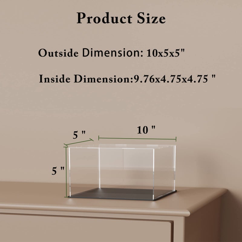 CRMPro Clear Acrylic Display Case with Matte Black Base, Simple Self-Assembly Dust-Proof Showcase, Countertop Display Box for 1:24 Diecasting Model Cars (10x5x5 inch) - Image 4