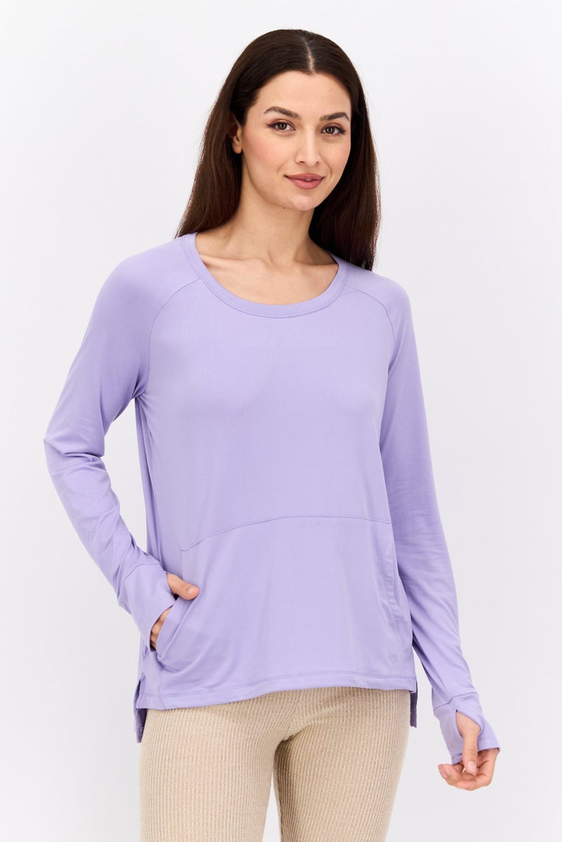 Jones New York Women Sportswear Fit Long Sleeve Training Top, Lavender - Image 1