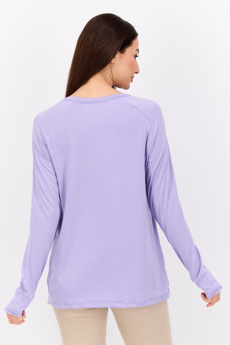Jones New York Women Sportswear Fit Long Sleeve Training Top, Lavender - Image 3