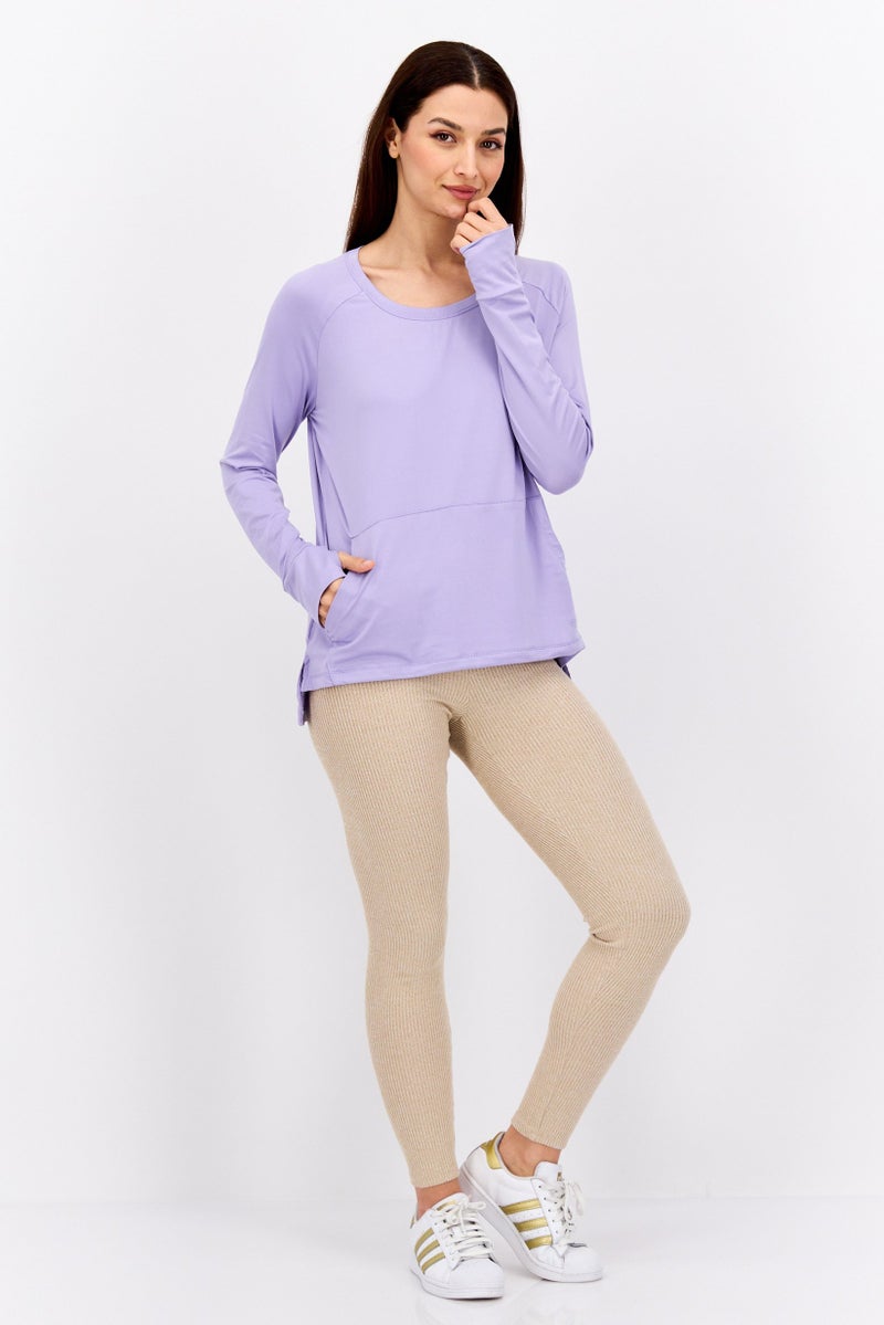 Jones New York Women Sportswear Fit Long Sleeve Training Top, Lavender - Image 2