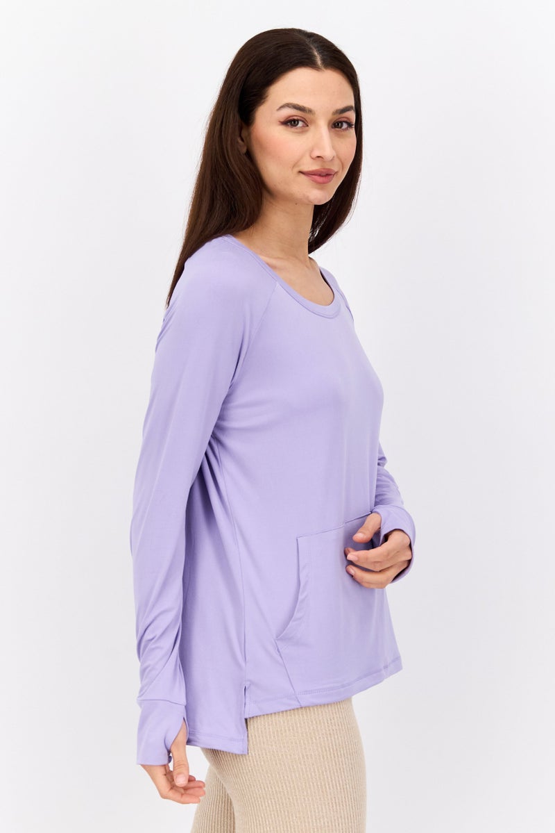 Jones New York Women Sportswear Fit Long Sleeve Training Top, Lavender - Image 4
