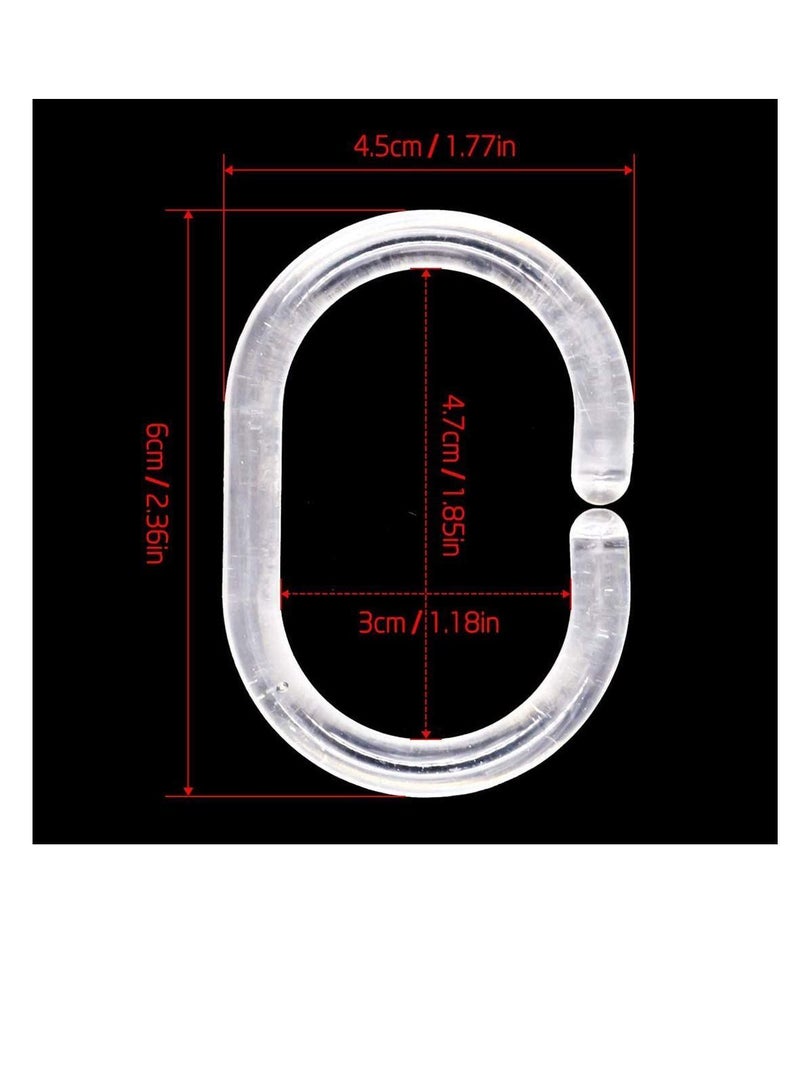Y&D Shower Curtain Rings Plastic C Rings Hook Hanger Bath Drape Loop Clip Glide Bathroom Window Rod (12pcs)  - Image 3