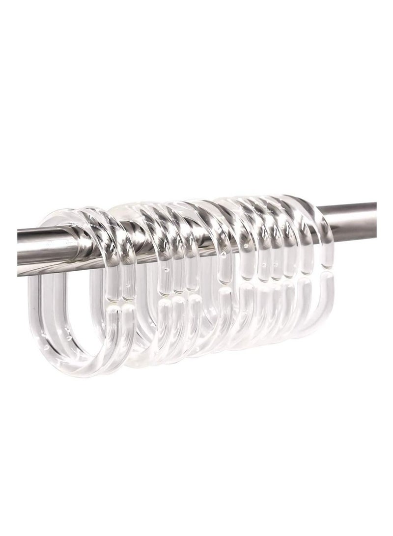 Y&D Shower Curtain Rings Plastic C Rings Hook Hanger Bath Drape Loop Clip Glide Bathroom Window Rod (12pcs)  - Image 1