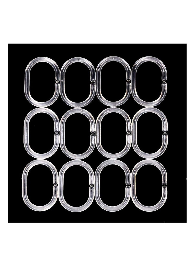 Y&D Shower Curtain Rings Plastic C Rings Hook Hanger Bath Drape Loop Clip Glide Bathroom Window Rod (12pcs)  - Image 5