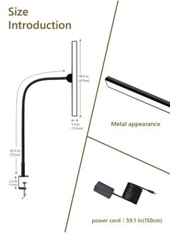 LOOPITYS Desk Lamp with Clamp,3 Color Modes,Flexible Gooseneck Clamp Light, EyeCaring 18W Touch and Remote Control Color Brightness Timer for Office,Study 2180 LUX Energy Conservation (BLACK)  - Image 5