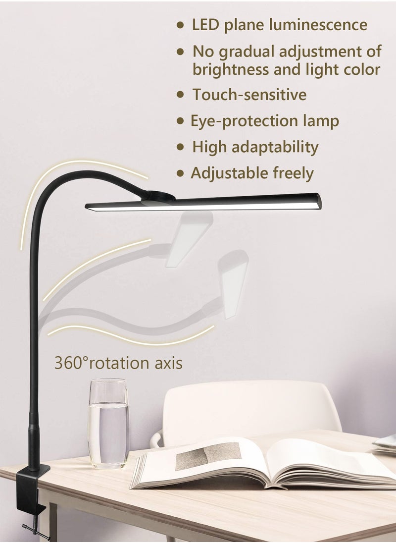 LOOPITYS - Desk Lamp with Clamp,3 Color Modes,Flexible Gooseneck Clamp Light, EyeCaring 18W Touch and Remote Control Color Brightness Timer for Office,Study 2180 LUX Energy Conservation (BLACK) - Image 1