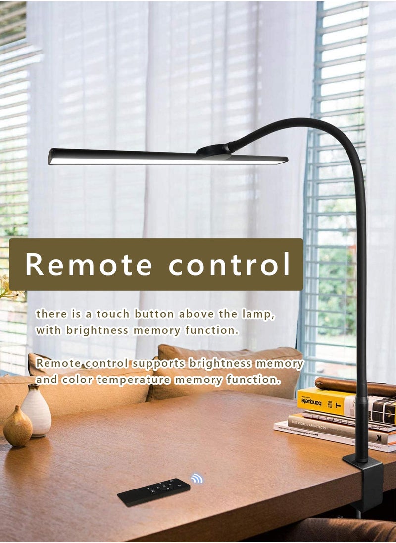 LOOPITYS - Desk Lamp with Clamp,3 Color Modes,Flexible Gooseneck Clamp Light, EyeCaring 18W Touch and Remote Control Color Brightness Timer for Office,Study 2180 LUX Energy Conservation (BLACK) - Image 1