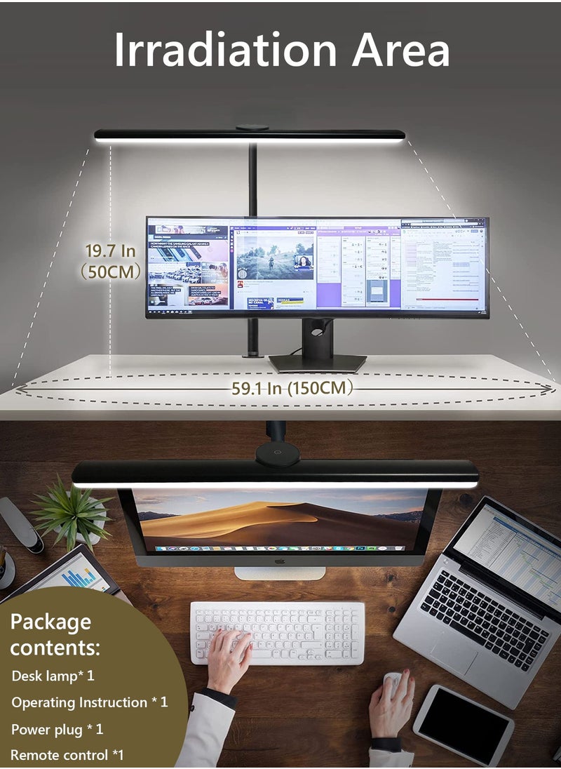 LOOPITYS - Desk Lamp with Clamp,3 Color Modes,Flexible Gooseneck Clamp Light, EyeCaring 18W Touch and Remote Control Color Brightness Timer for Office,Study 2180 LUX Energy Conservation (BLACK) - Image 1