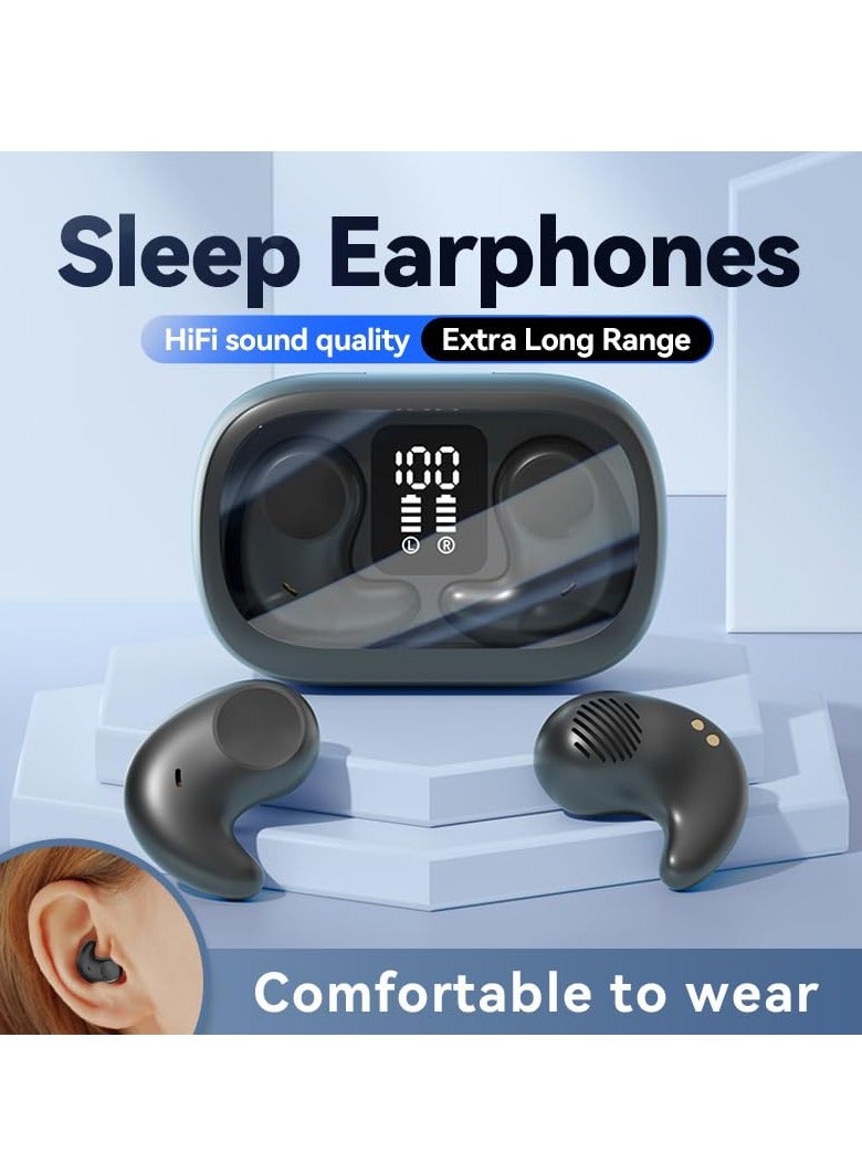 Captaintech Invisible Sleep Earbuds Noise Cancelling Headphones Bluetooth 5.4 Headset for Side Sleepers Small Ears Discreet Tiny Earphones for Sleeping Sport Black - Image 2