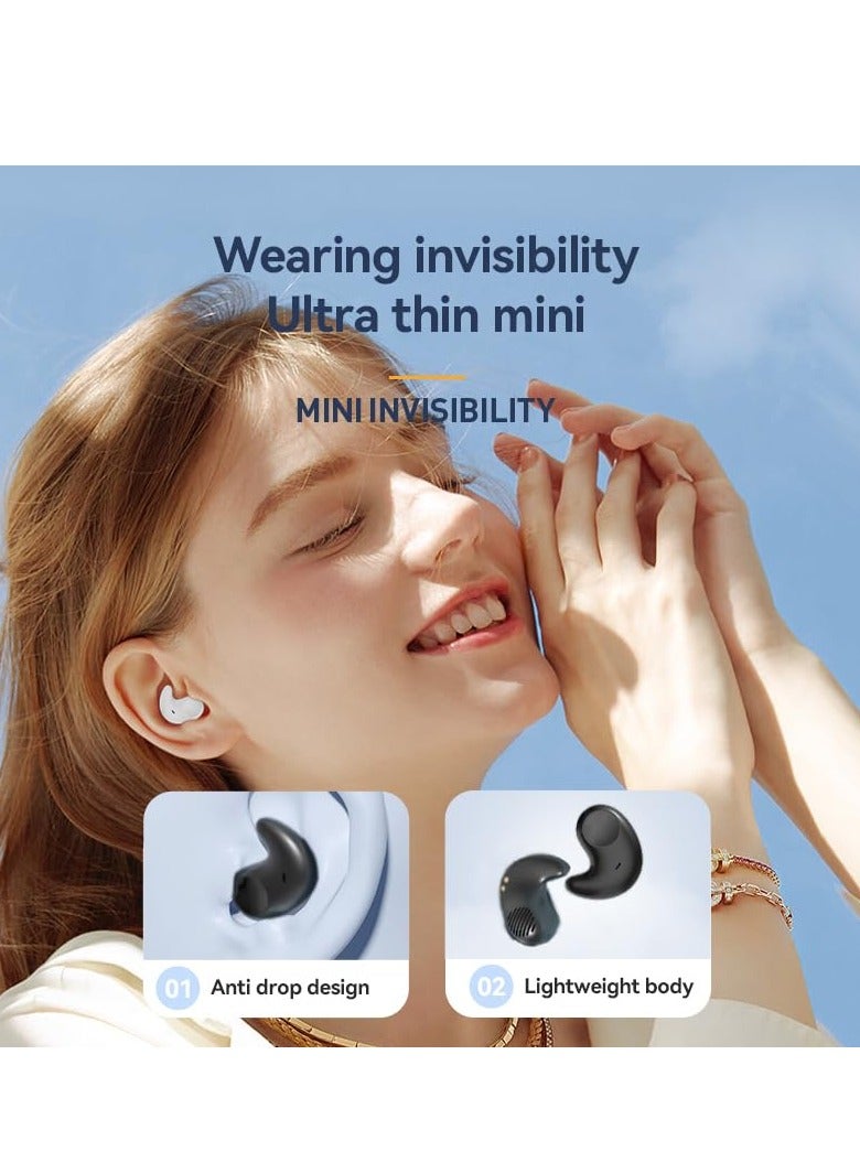 Captaintech Invisible Sleep Earbuds Noise Cancelling Headphones Bluetooth 5.4 Headset for Side Sleepers Small Ears Discreet Tiny Earphones for Sleeping Sport Black - Image 3