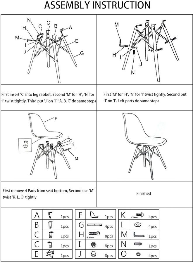 Modern Dining Chair, Lounge Chair, Office Chair, Plastic Shell Chair, Eames Style Chair with Wood Legs and Plastic Seat, for Living Room, Bedroom, Kitchen, Dining Side Chairs - Image 4